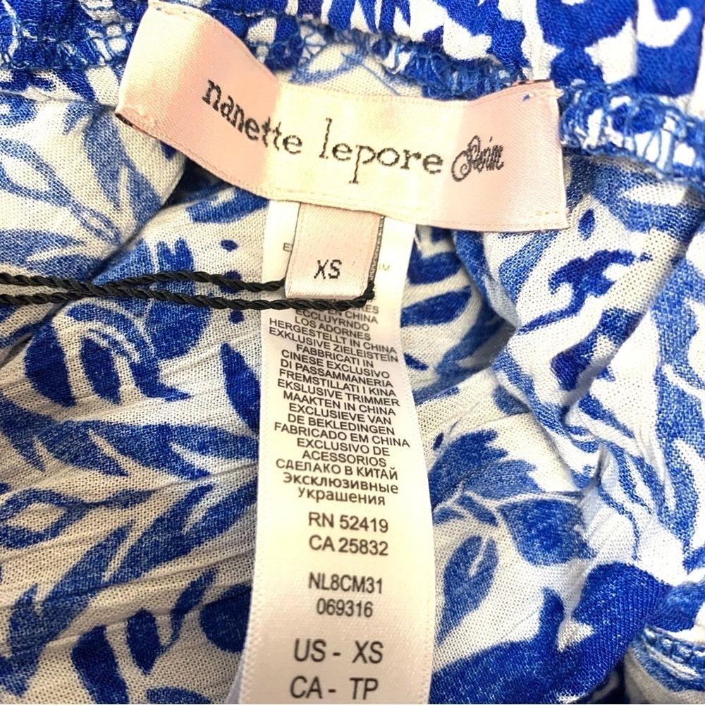 NWT NANETTE LEPORE Women's
Talavera Harem Pants, Azure, Blue and White - Picture 4 of 5